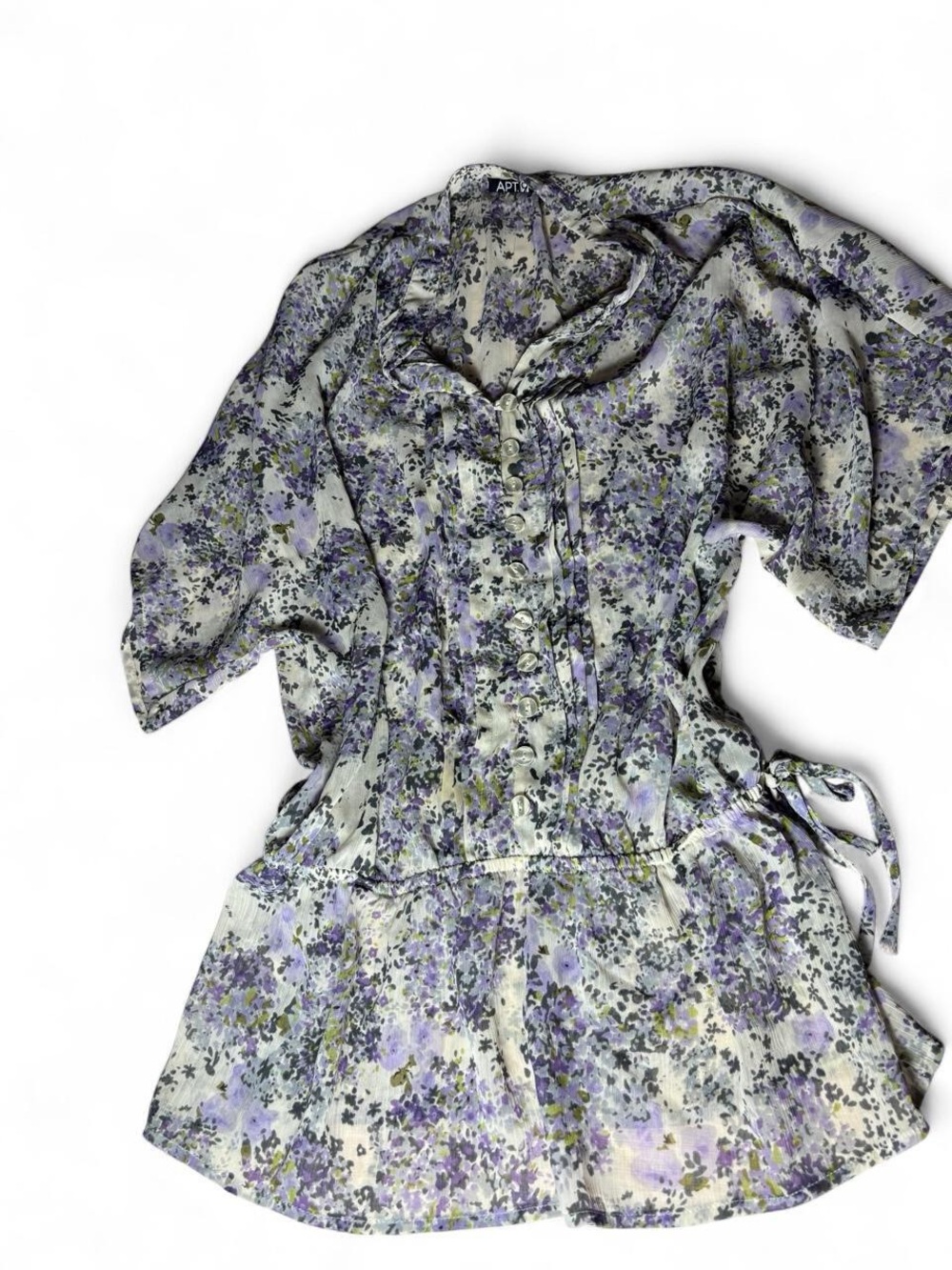 Apt. 9 Lavender and Cream Floral Button-Front Blouse